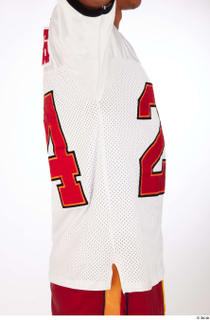 Nabil casual dressed upper body white red mesh jersey numbers…